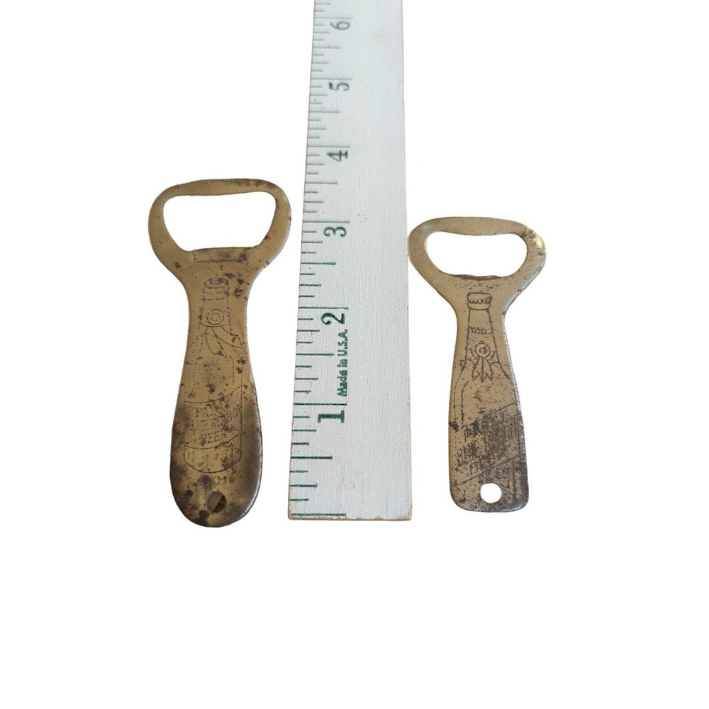 2 Vintage Pabst Beer Blue Ribbon Bottle Cap Openers #517 & #1001 W/Hanging Holes